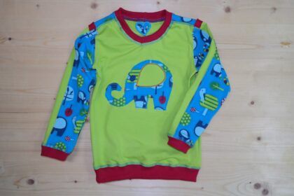 Elefanten-Pullover grün-türkis