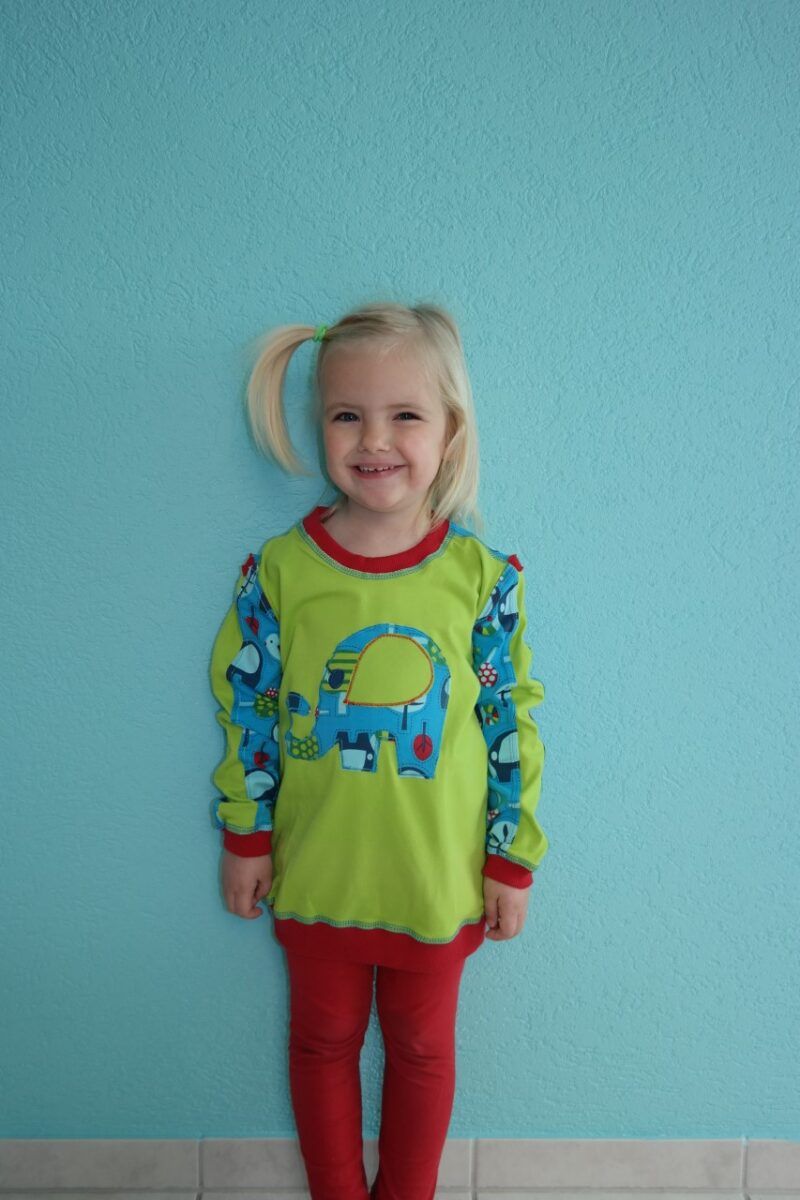 Elefanten-Pullover grün-türkis – Bild 2
