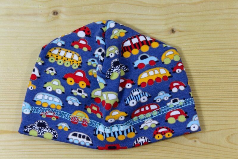 Baby-Beanie Autos blau