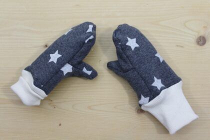 Kuschel-Fausthandschuhe Sterne grau-offwhite