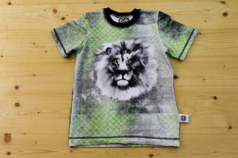 T-Shirt Löwe grau-grün