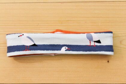 Baby-Wende-Stirnband/Haarband Seemöwe aqua-orange-weiss