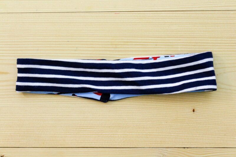 Baby-Wende-Stirnband/Haarband Flugzeug hellblau-marine-weiss – Bild 2