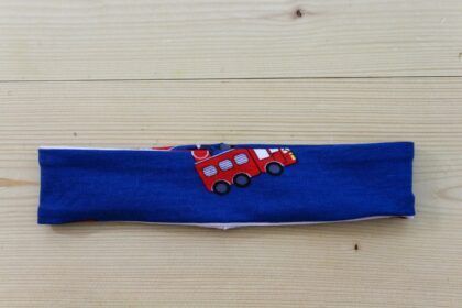 Wende-Stirnband/Haarband Feuerwehr blau-rot-weiss