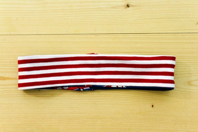 Wende-Stirnband/Haarband Feuerwehr blau-rot-weiss – Bild 2