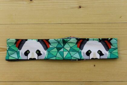 Wende-Stirnband/Haarband Panda grün-orange-grau