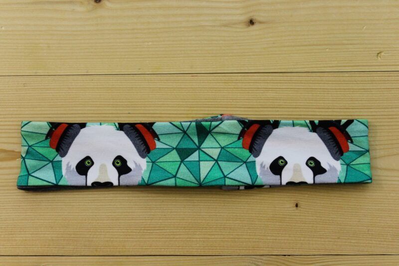 Wende-Stirnband/Haarband Panda grün-orange-grau