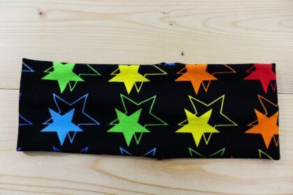 Stirnband Sterne schwarz-bunt
