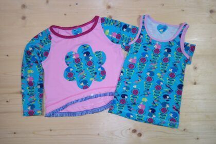 Doppelshirt Igel türkis-rosa