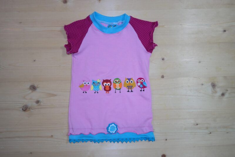Eulen-T-Shirt rosa-türkis