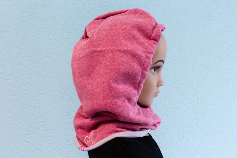 Kapuzen-Buff wendbar Schmetterlinge grau-rosa – Bild 4