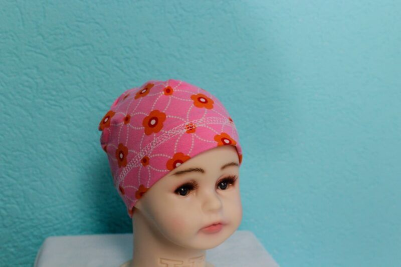 Baby-Beanie Blumen rosa – Bild 2