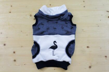 Kuschel-Pullunder Glitzer-Flamingo jeans-weiss