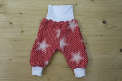 Kuschelhose Sterne-Streifen rot-weiss