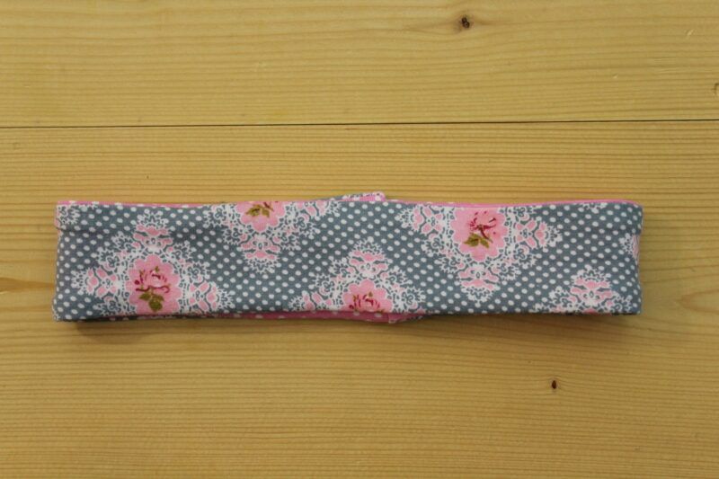 Wende-Stirnband/Haarband Retro-Blumen hellgrau-rosa