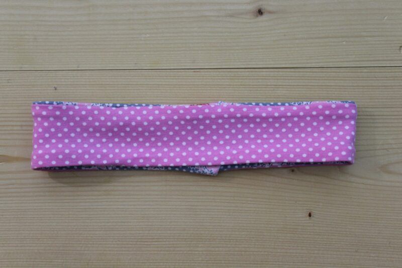 Wende-Stirnband/Haarband Retro-Blumen hellgrau-rosa – Bild 2