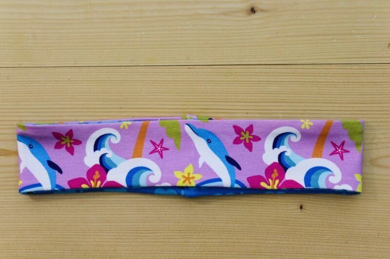 Wende-Stirnband/Haarband Delfin rosa-türkis