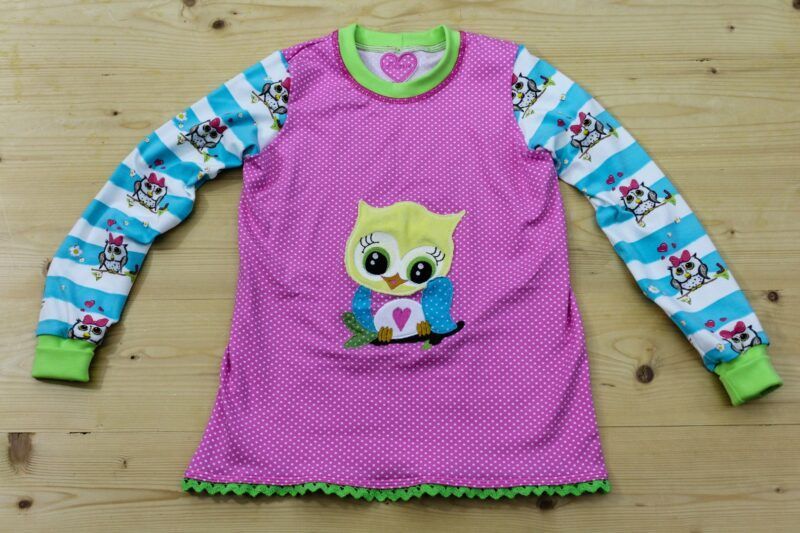 Pullover Eulen türkis-rosa