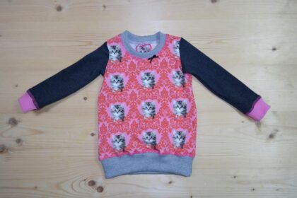 Longshirt Katzen rosa-grau